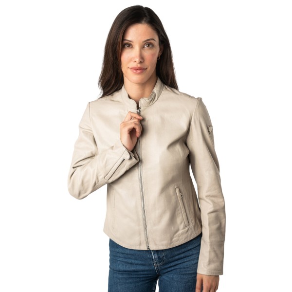 Geaca de Piele Dama Mauritius Alb Ivoriu MWCelly