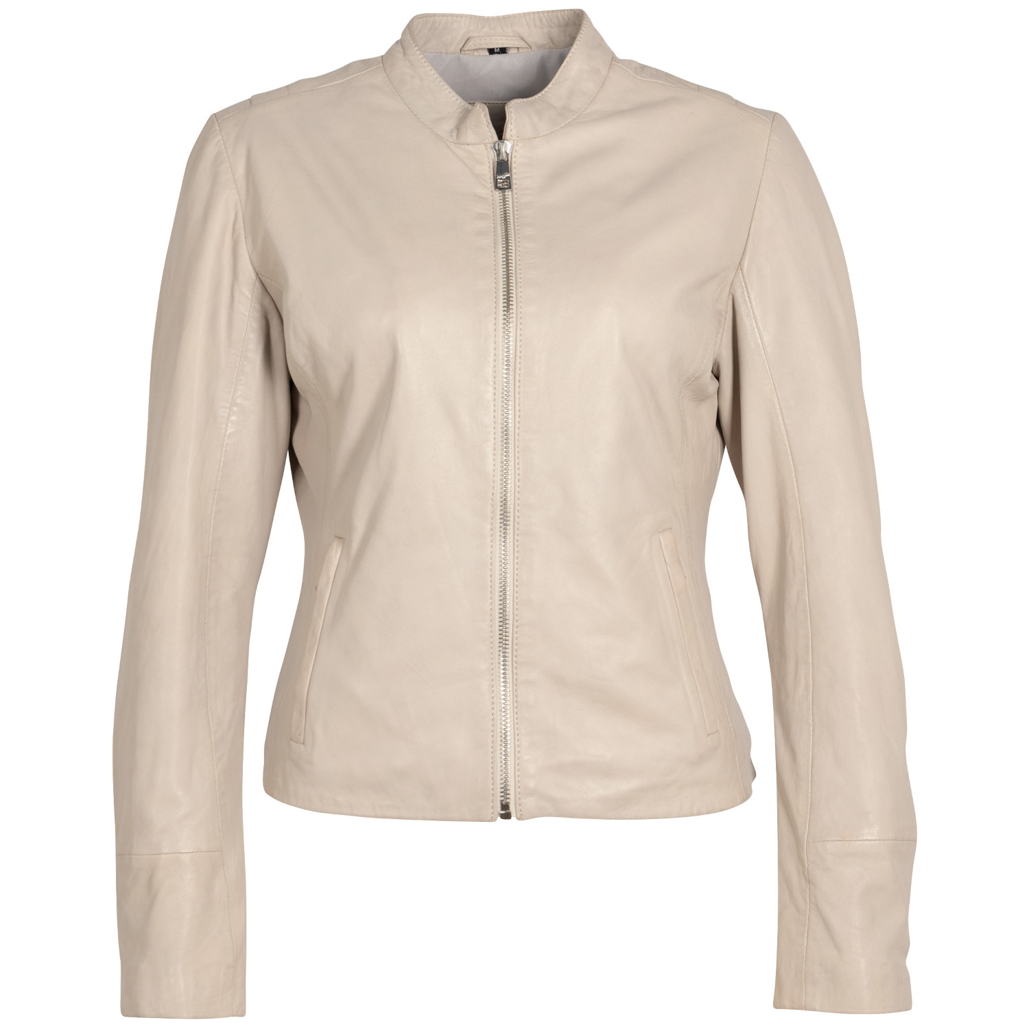 geaca piele naturala dama mauritius mwcelly alb ivoriu guler stand-up