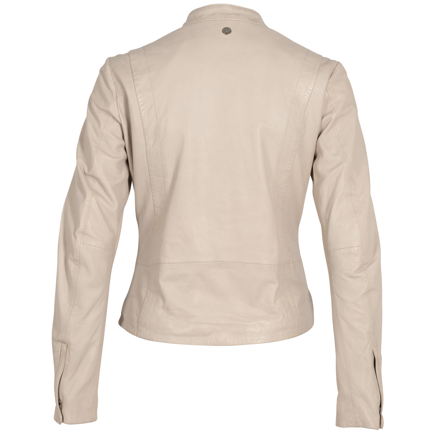 geaca piele naturala dama mauritius mwcelly alb ivoriu guler stand-up