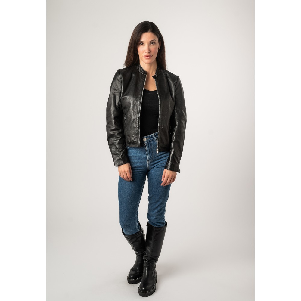 Geaca de Piele Dama Mauritius Neagra MWCelly - readytowear