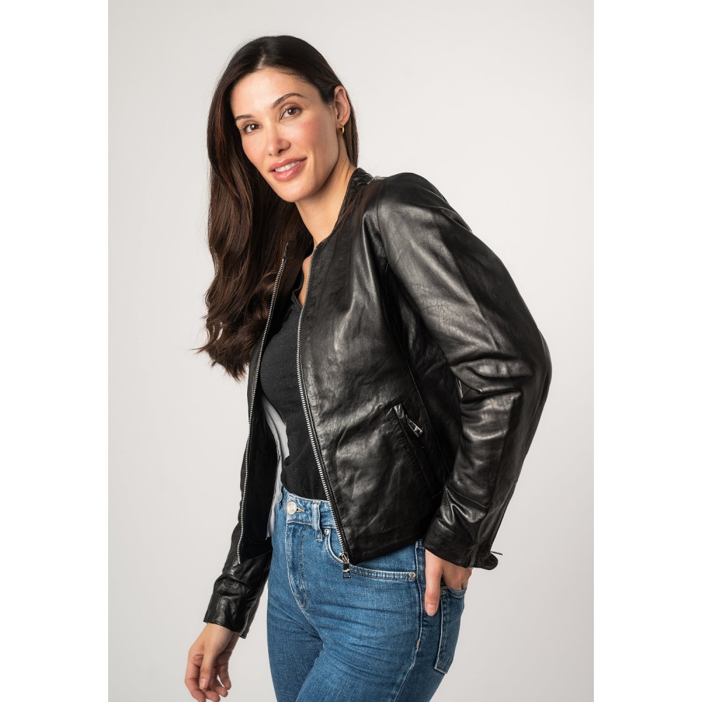Geaca de Piele Dama Mauritius Neagra MWCelly - readytowear
