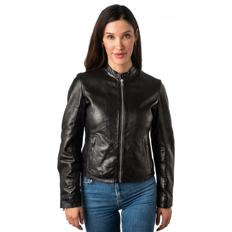 Geaca de Piele Dama Mauritius Neagra MWCelly – Geci de Piele