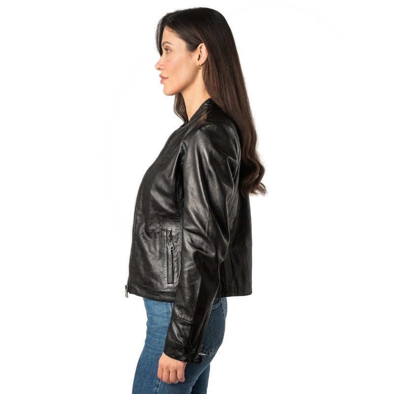 Geaca de Piele Dama Mauritius Neagra MWCelly – Geci de Piele