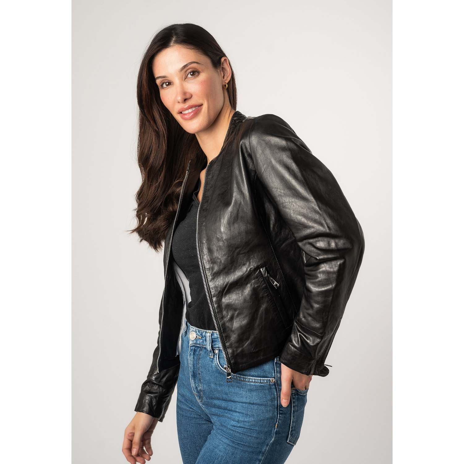 Geaca de Piele Dama Mauritius Neagra MWCelly – Geci de Piele