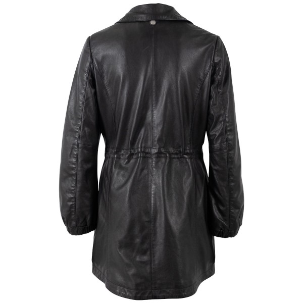 Geaca Lunga de Piele Dama Mauritius Neagra MWCharlott