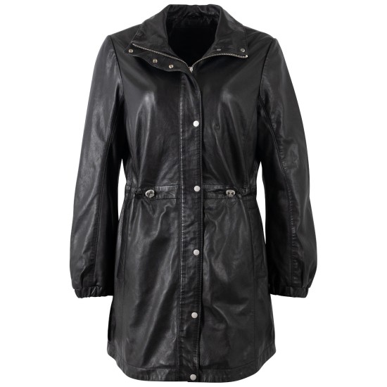 Geaca Lunga de Piele Dama Mauritius Neagra MWCharlott