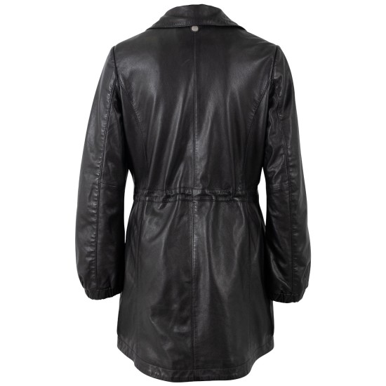 Geaca Lunga de Piele Dama Mauritius Neagra MWCharlott