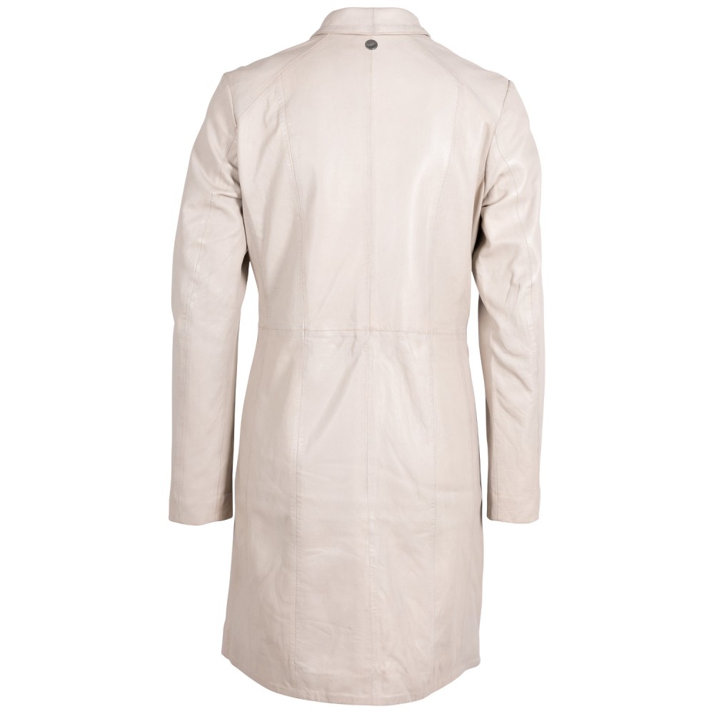 Geaca Lunga de Piele Dama Mauritius Alb Ivoriu MWCita - readytowear