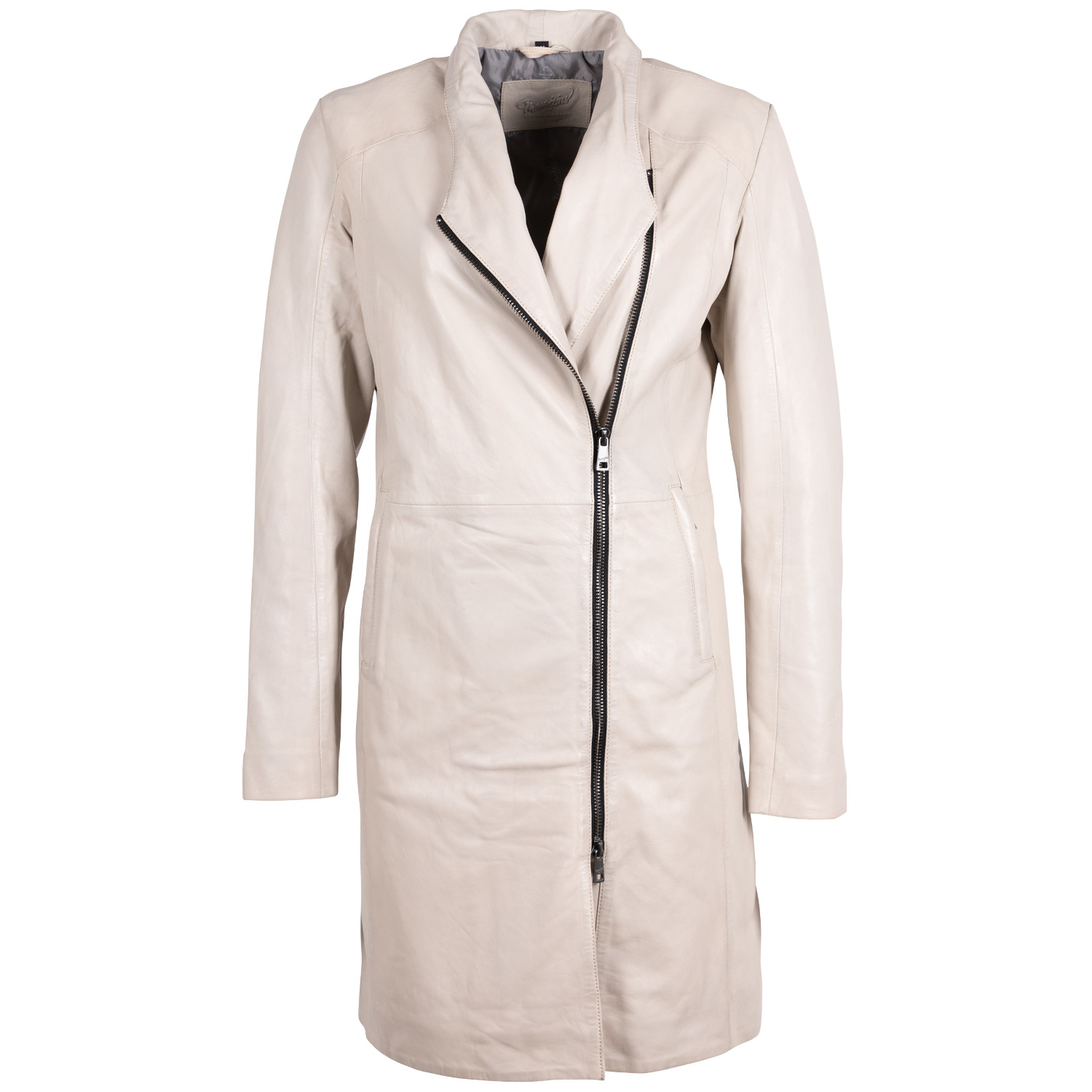 Geaca Lunga de Piele Dama Mauritius Alb Ivoriu MWCita – Geci de Piele