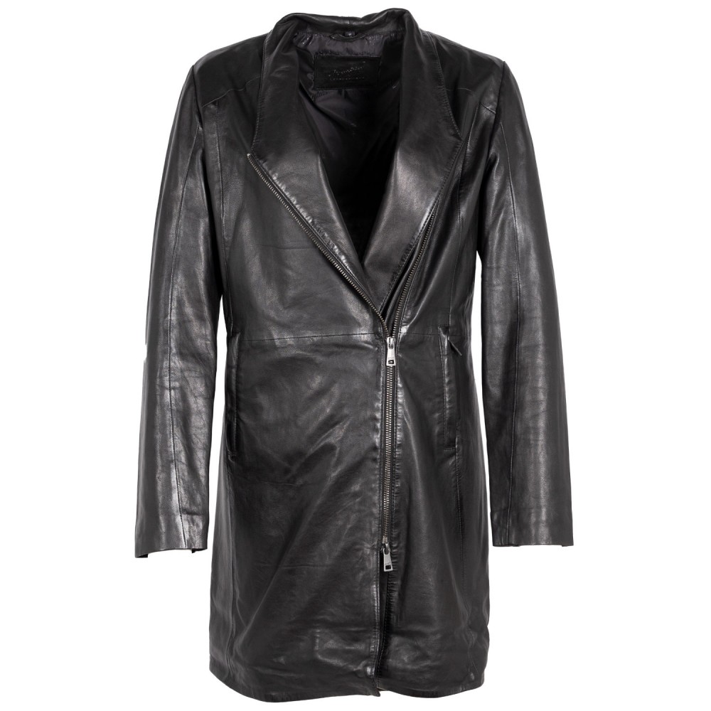 Geaca Lunga de Piele Dama Mauritius Neagra MWCita - readytowear