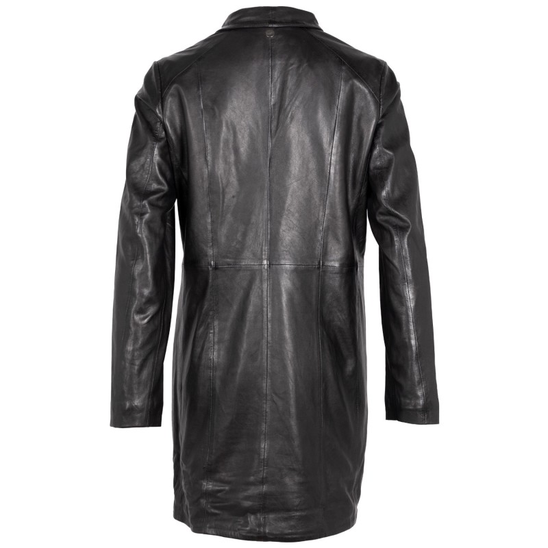 Geaca Lunga de Piele Dama Mauritius Neagra MWCita – Geci de Piele