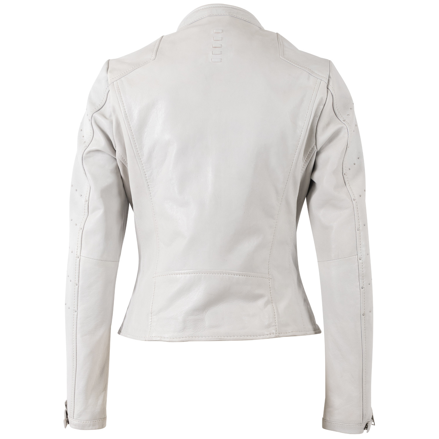 Geacă de Piele Damă Mauritius MWClee Alb Murdar Slim Fit stil biker, elegantă