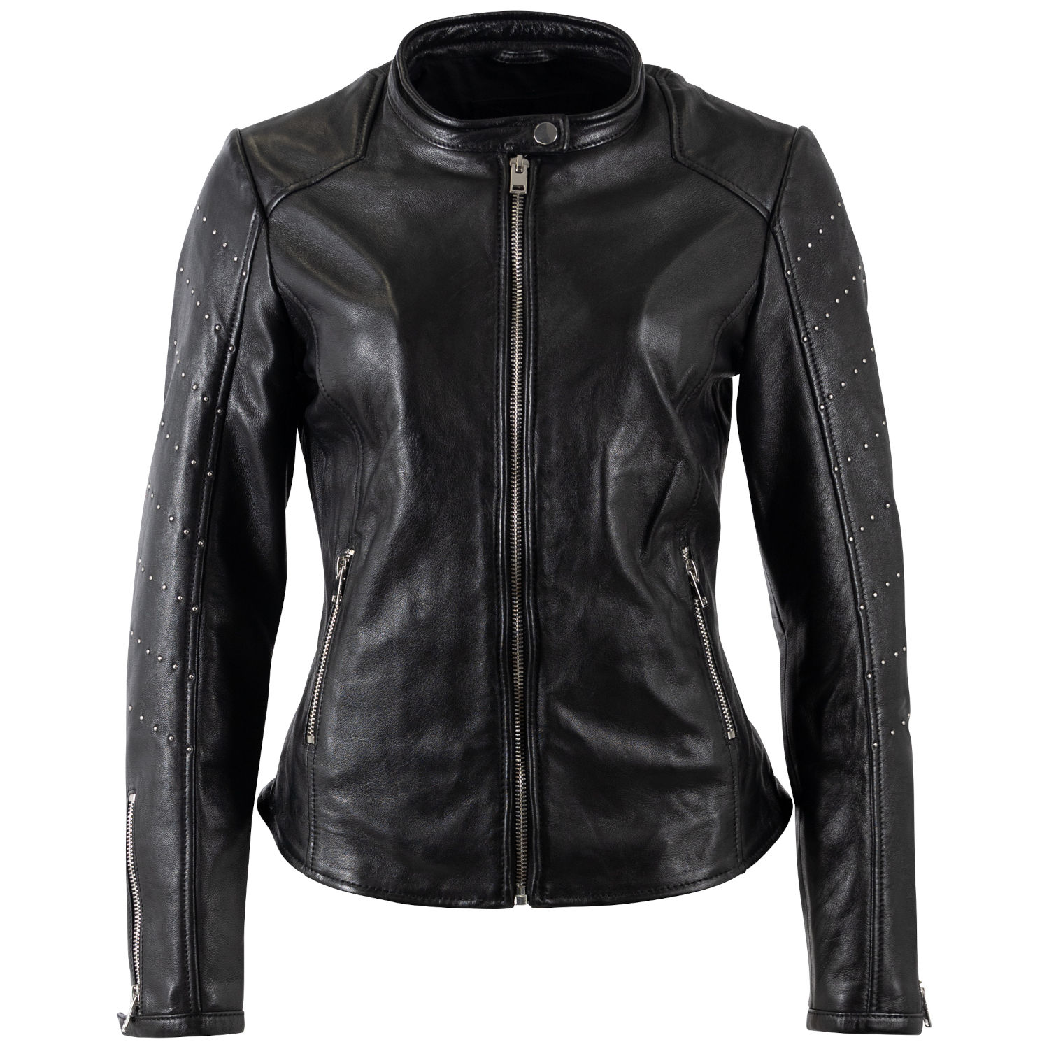 Geacă de Piele Damă Mauritius MWClee Neagră Slim Fit stil biker elegant