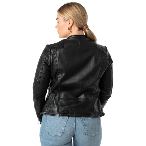 Geacă de Piele Damă Mauritius MWClee Neagră Slim Fit stil biker elegant — fotografia 4