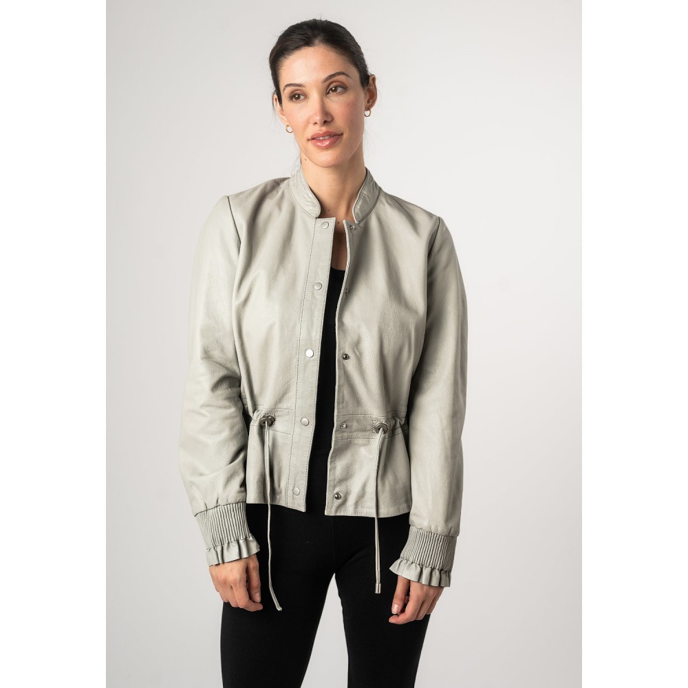 Geaca de Piele Dama Mauritius Gri Argintiu MWEbelle - readytowear