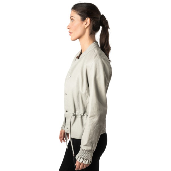 Geaca de Piele Dama Mauritius Gri Argintiu MWEbelle