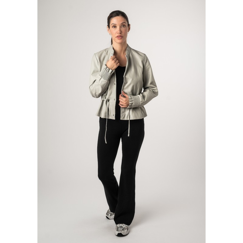 Geaca de Piele Dama Mauritius Gri Argintiu MWEbelle – Geci de Piele