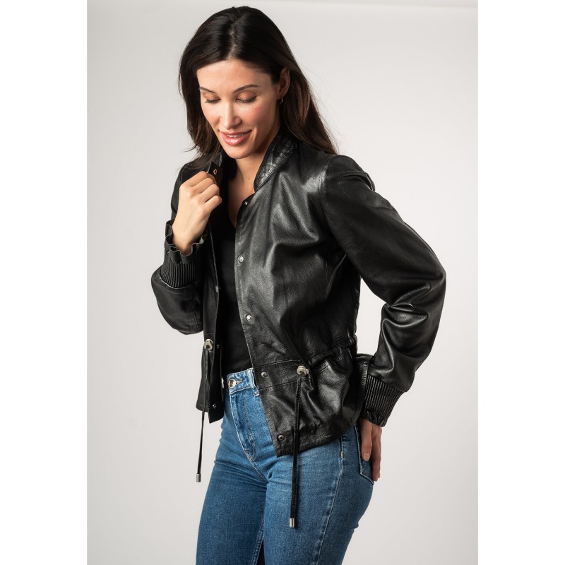 Geaca de Piele Dama Mauritius Neagra MWEbelle – Black Friday