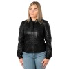 Geacă scurtă piele damă neagră Mauritius MWEliz model minimalist