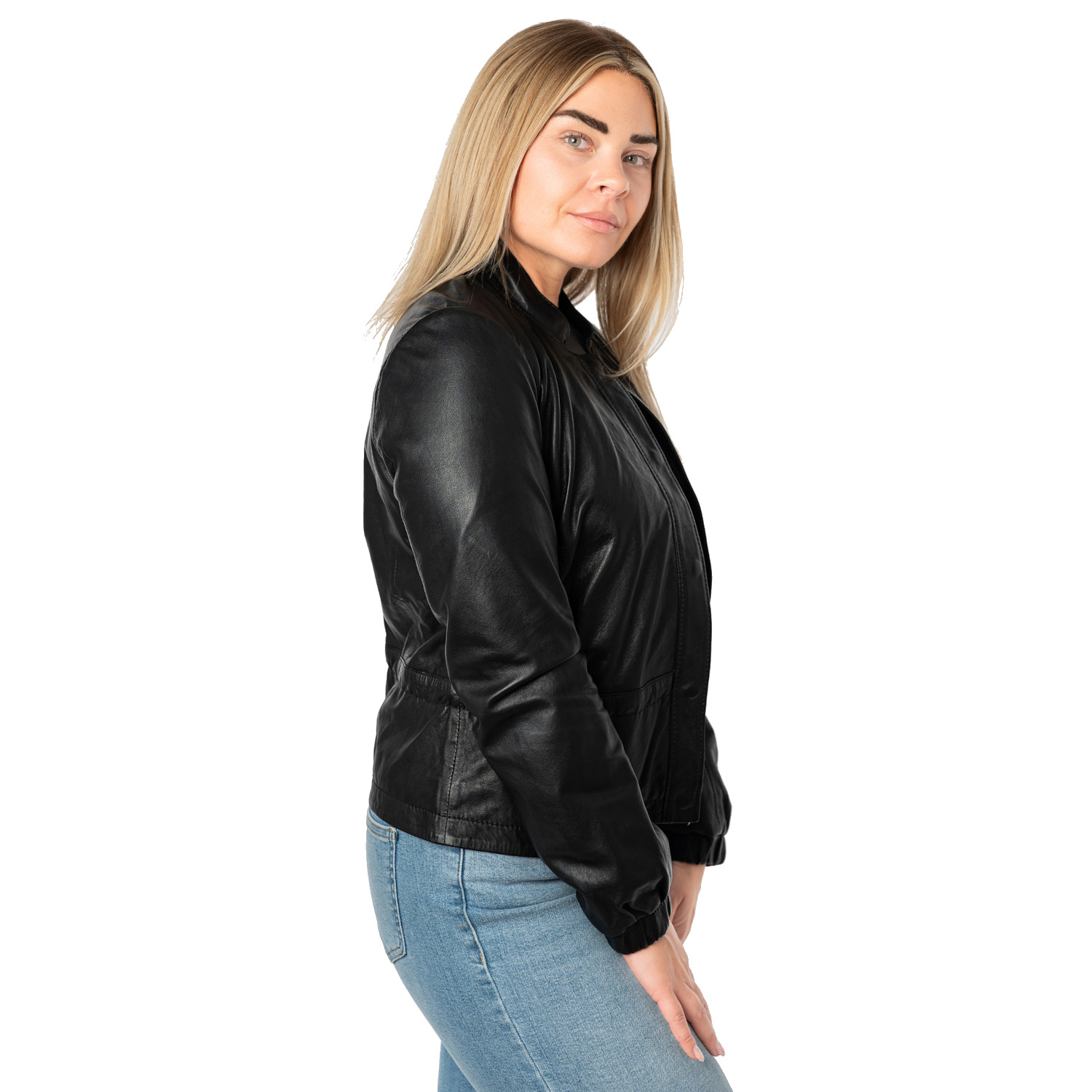 Geacă scurtă piele damă neagră Mauritius MWEliz model minimalist