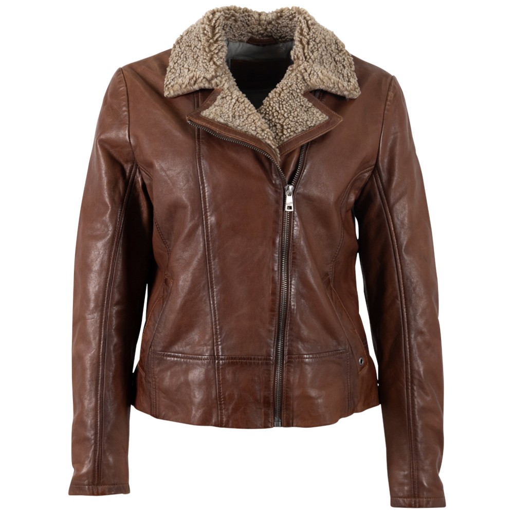 Geaca de Piele Dama Mauritius Coniac Inchis MWElora - readytowear