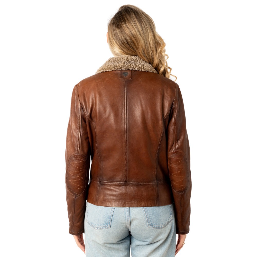 Geaca de Piele Dama Mauritius Coniac Inchis MWElora - readytowear