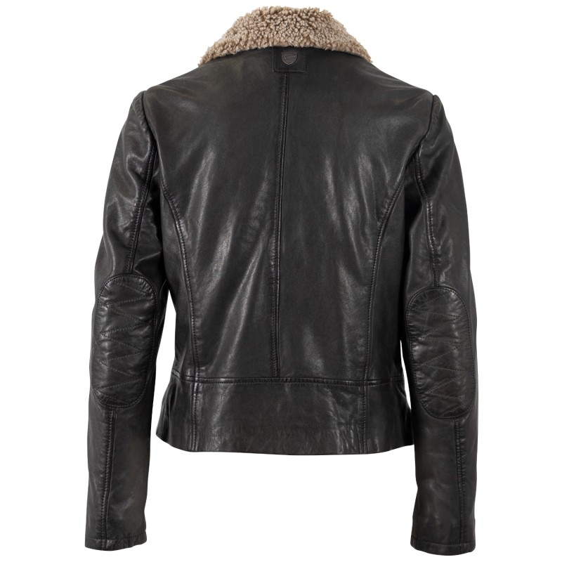 Geaca de Piele Dama Mauritius Olive Inchis MWElora – Geci de Iarna