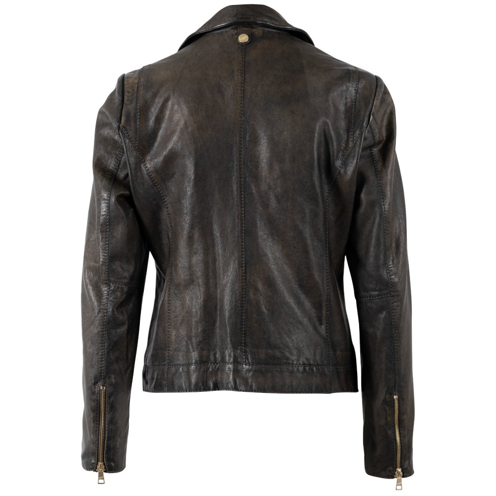 Geaca de Piele Dama Mauritius Negru Antic MWEvina - readytowear