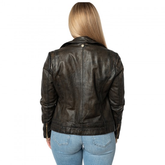 Geaca de Piele Dama Mauritius Negru Antic MWEvina