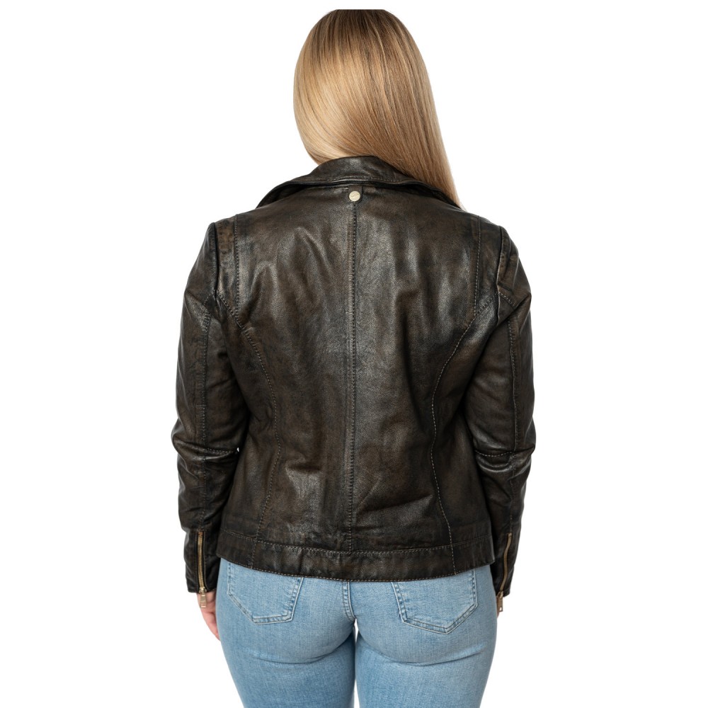 Geaca de Piele Dama Mauritius Negru Antic MWEvina Geaca de Piele Dama Mauritius Negru Antic MWEvina