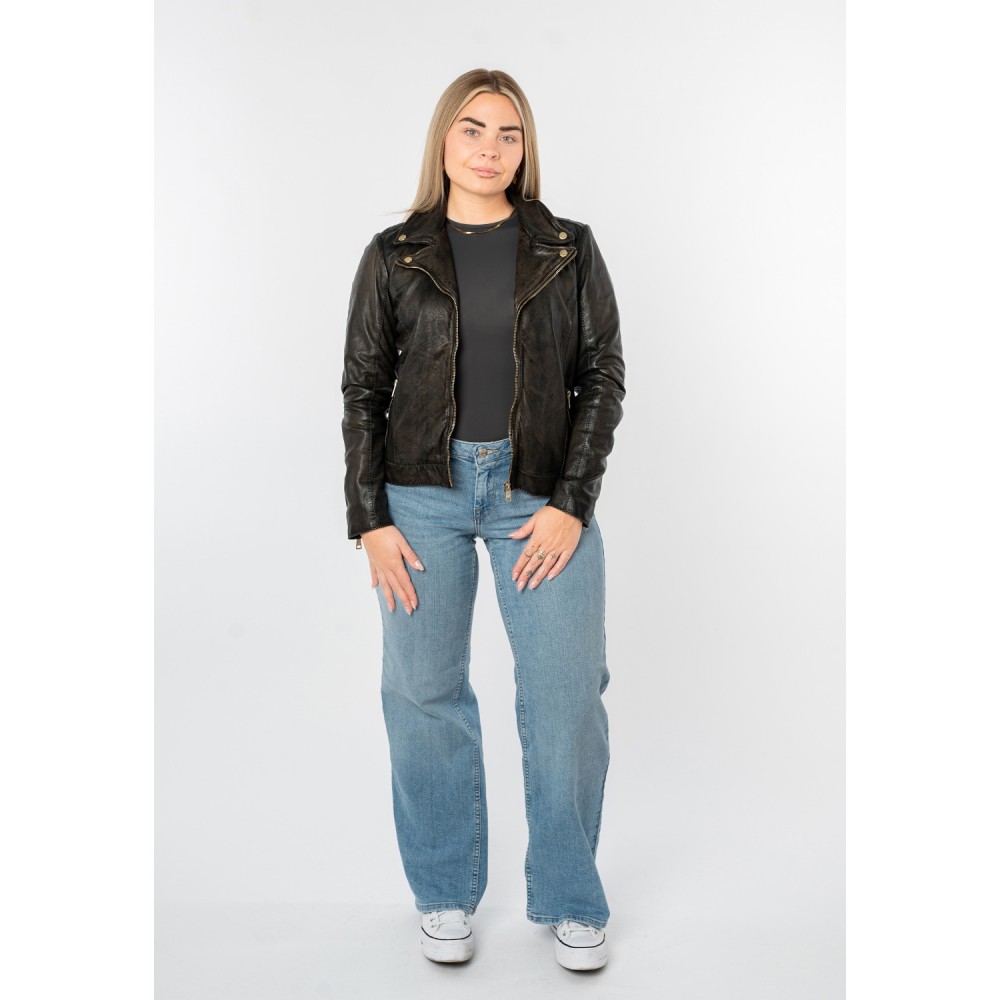 Geaca de Piele Dama Mauritius Negru Antic MWEvina – Geci de Piele