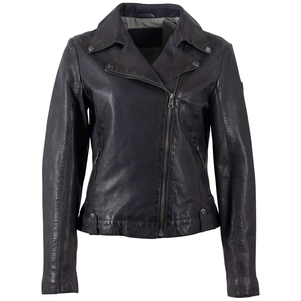 Geaca de Piele Dama Mauritius Bleumarin Inchis MWFarah