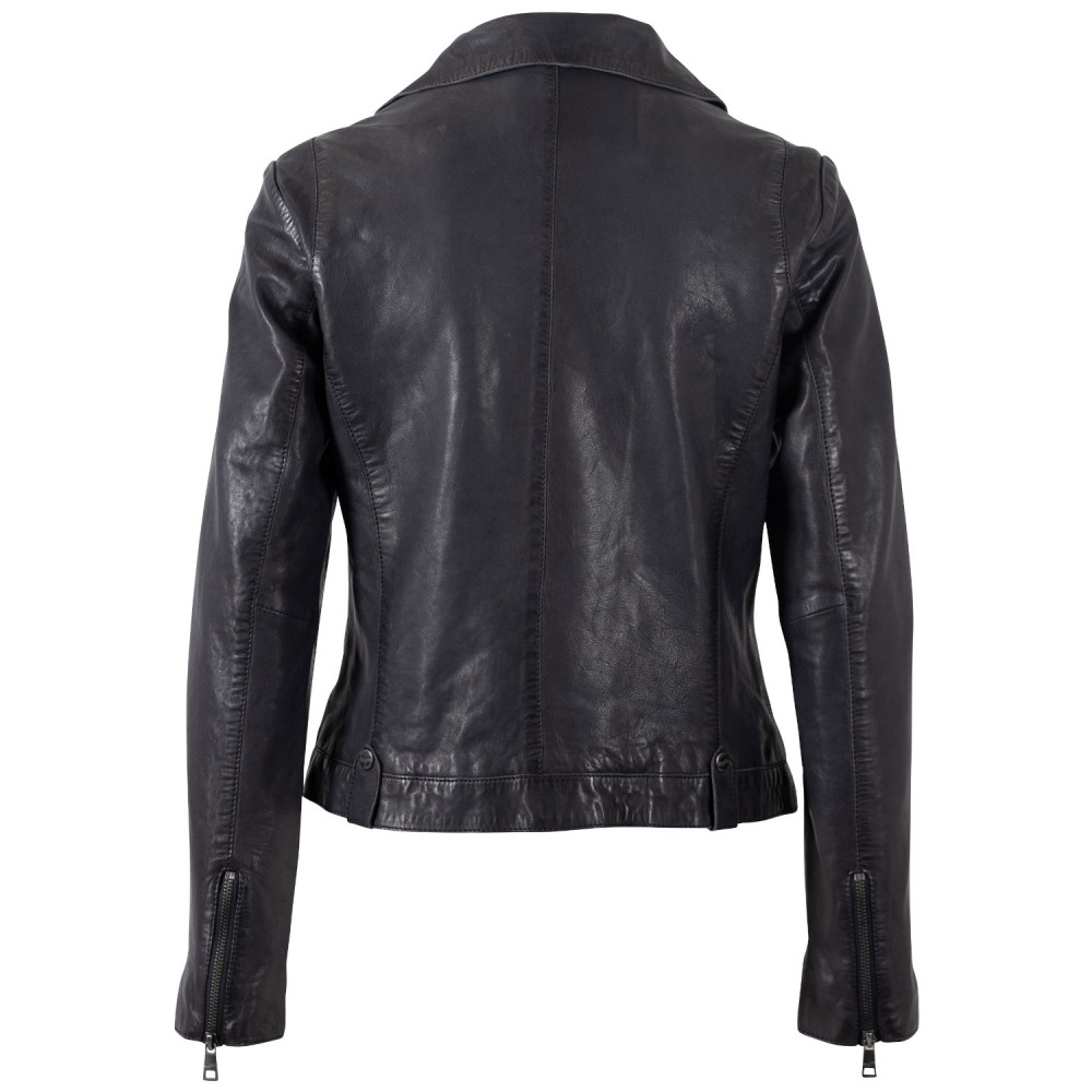 Geaca de Piele Dama Mauritius Bleumarin Inchis MWFarah