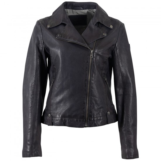 Geaca de Piele Dama Mauritius Bleumarin Inchis MWFarah