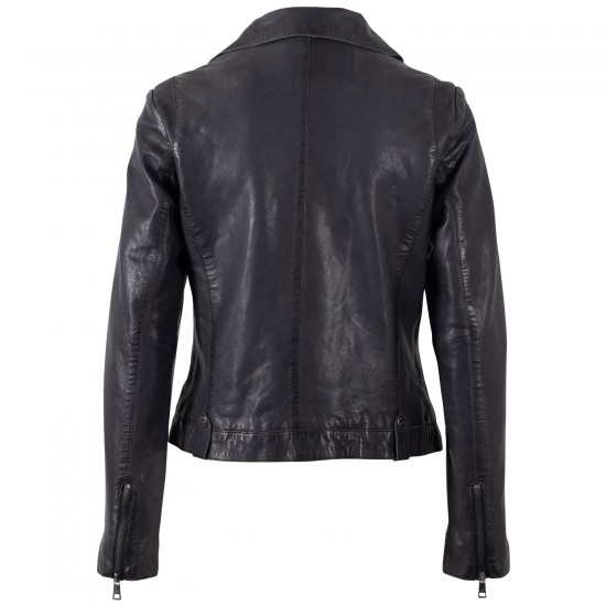 Geaca de Piele Dama Mauritius Bleumarin Inchis MWFarah