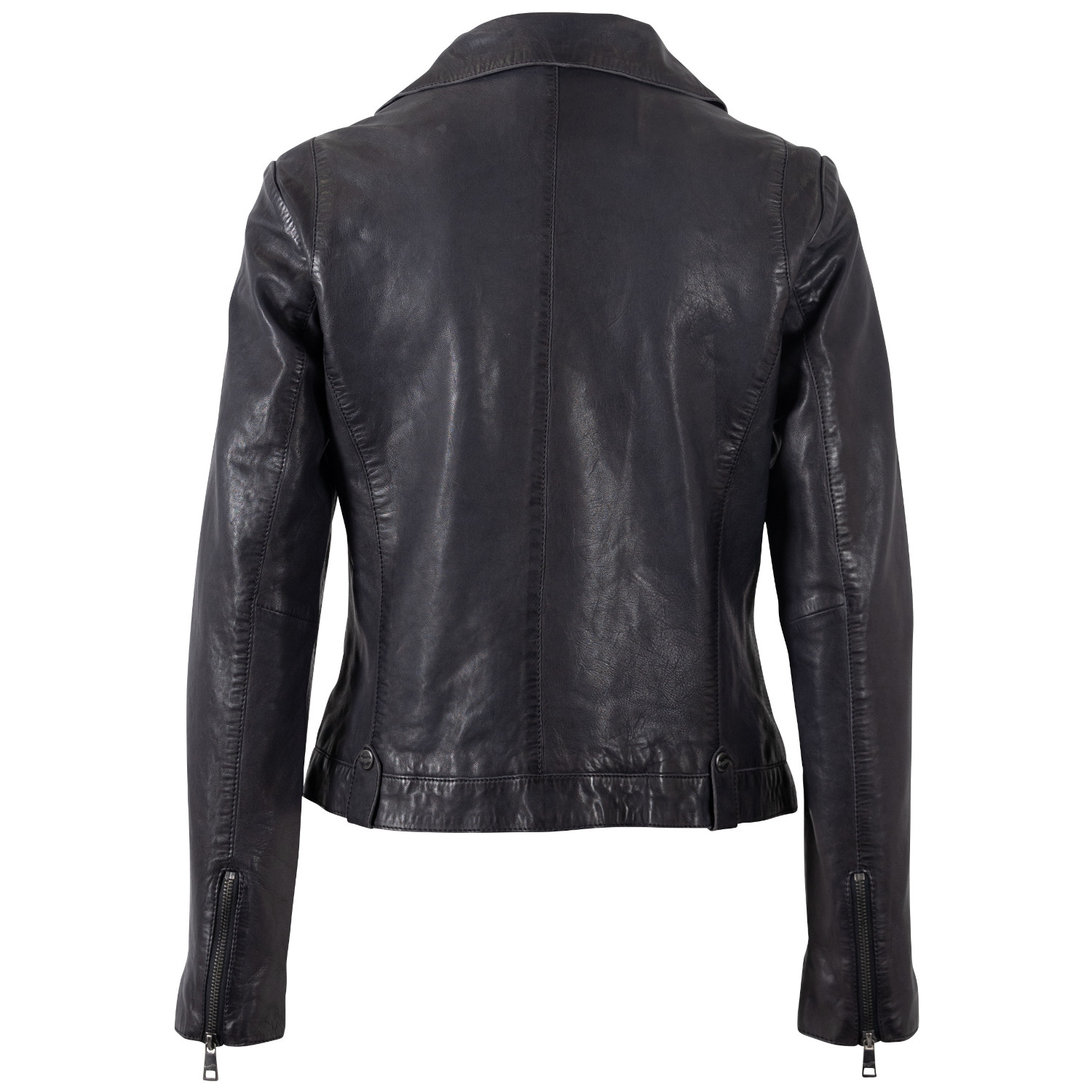 Geacă de Piele Mauritius MWFarah - Bleumarin Închis Biker Style geaca piele dama mauritius bleumarin inchis mwfarah stil biker asimetric guler rever lat