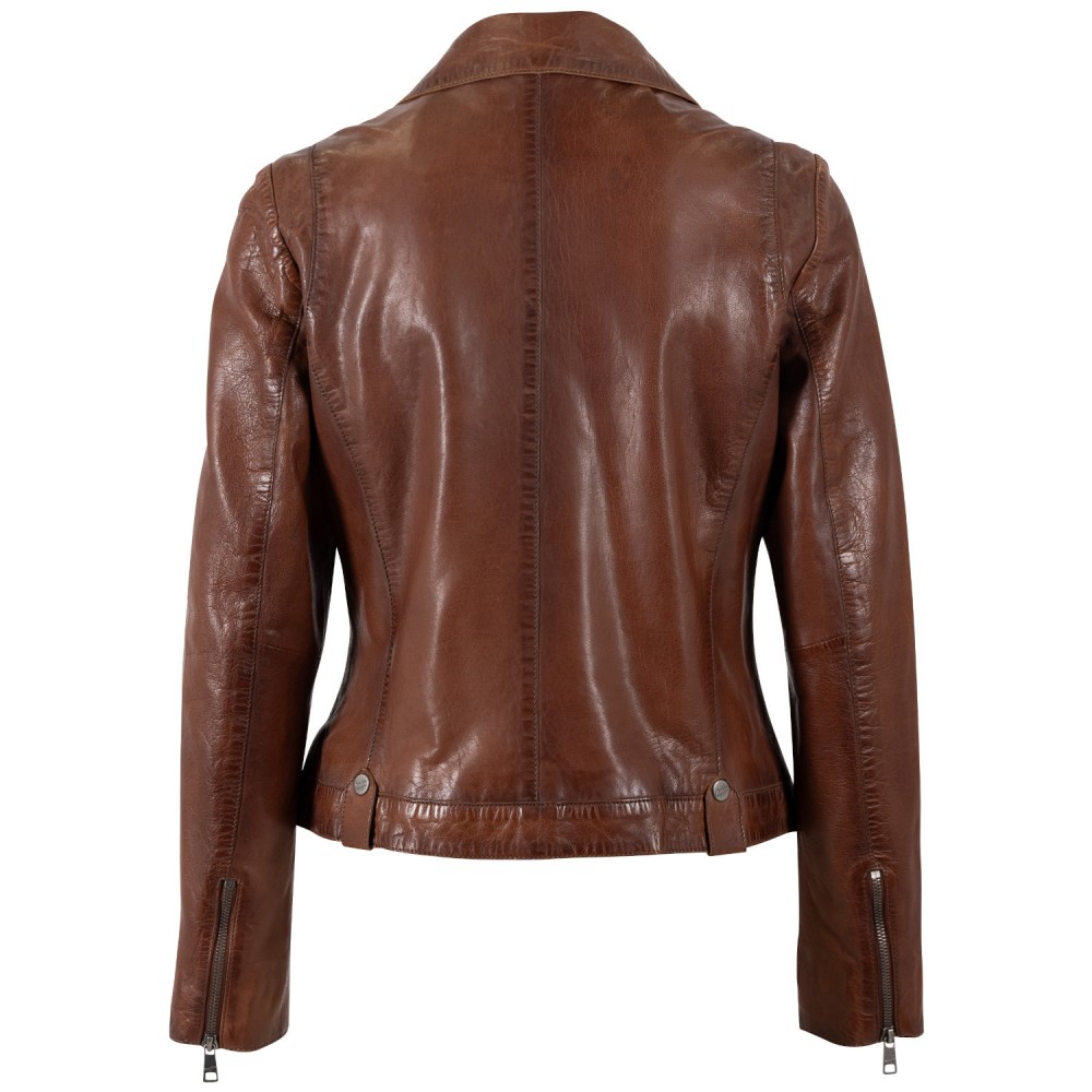 Geaca de Piele Dama Mauritius Coniac Inchis MWFarah