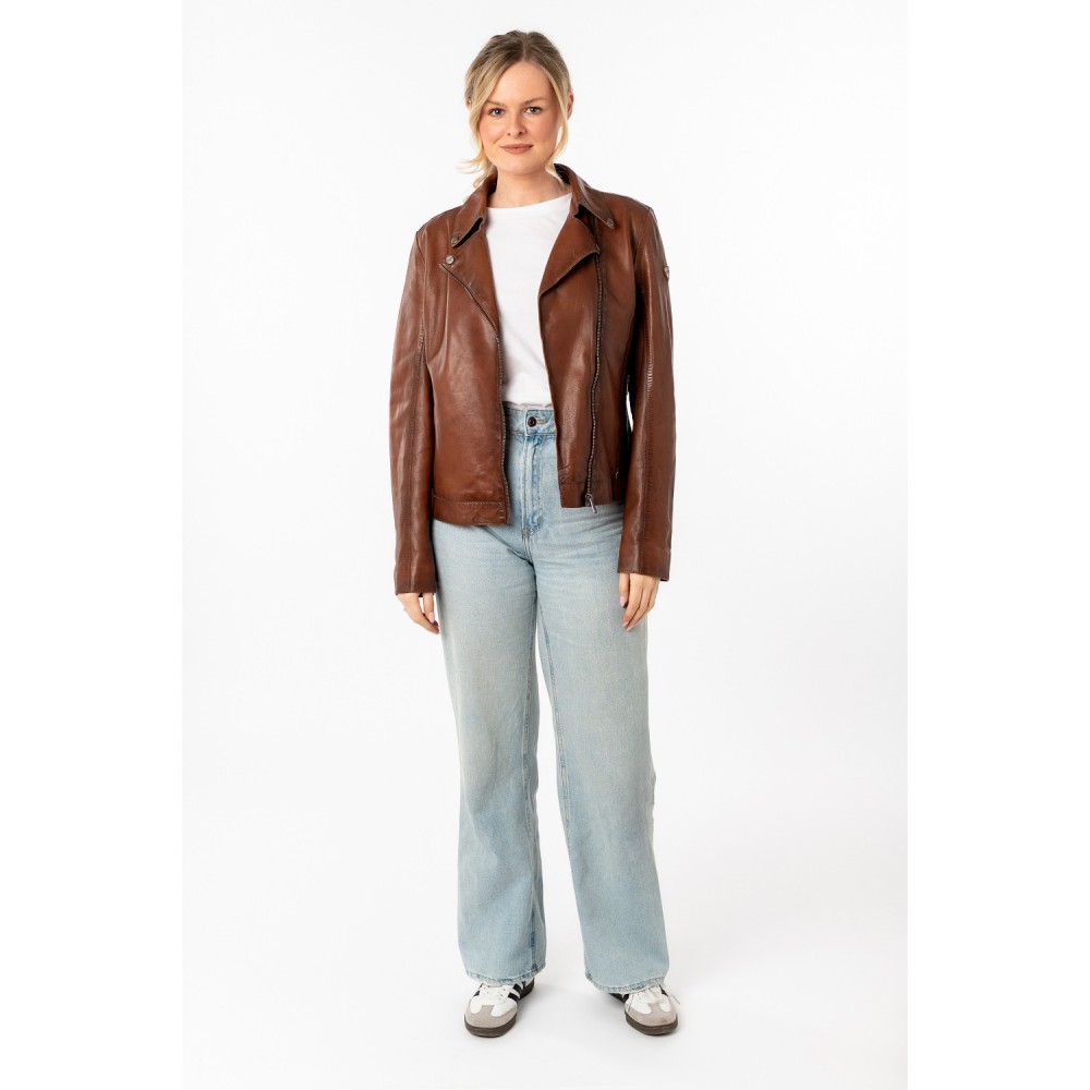 Geaca de Piele Dama Mauritius Coniac Inchis MWFarah