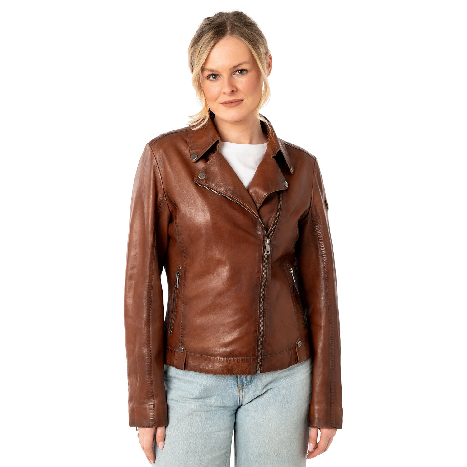 Geaca de Piele Dama Mauritius Coniac Inchis MWFarah – Geci de Piele