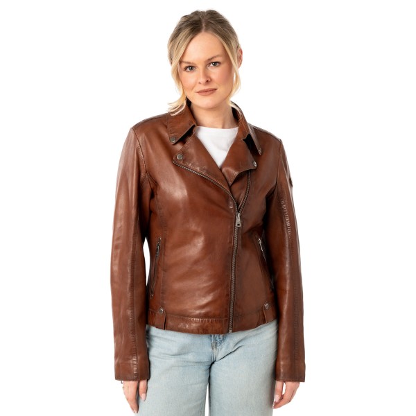 Geaca de Piele Dama Mauritius Coniac Inchis MWFarah