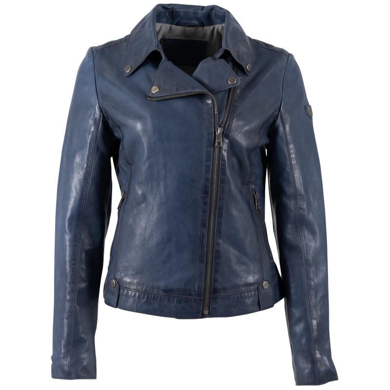 Geaca de Piele Dama Mauritius Albastra MWFarah – Geci de Piele