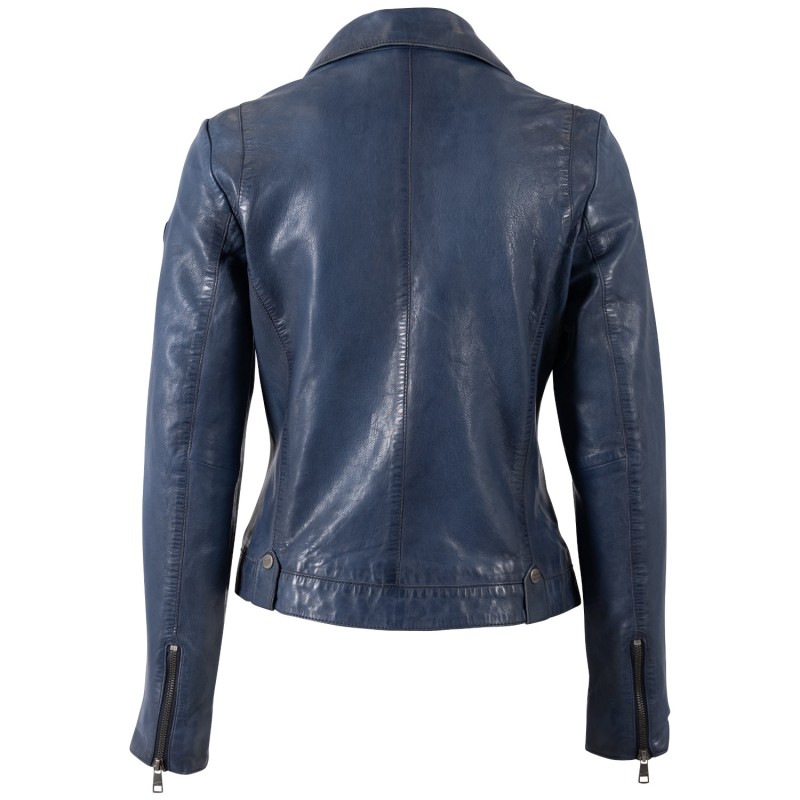 Geaca de Piele Dama Mauritius Albastra MWFarah – Geci de Piele