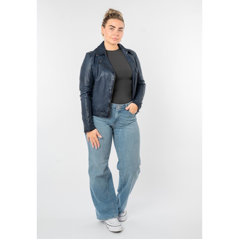 Geaca de Piele Dama Mauritius Albastra MWFarah – Geci de Piele