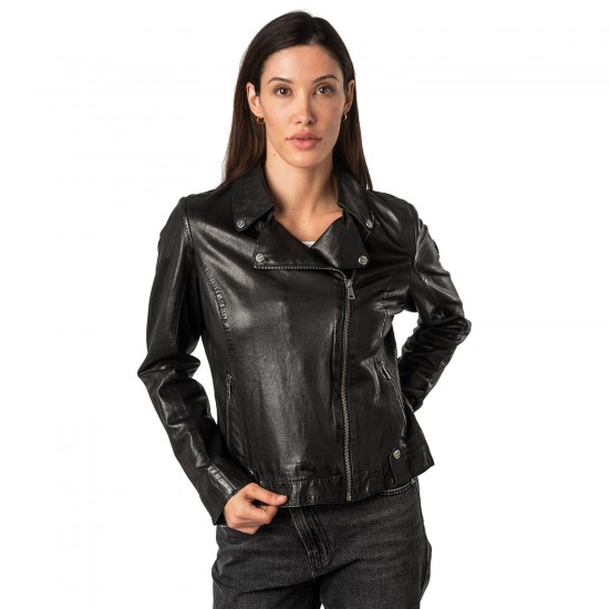 Geaca de Piele Dama Mauritius Neagra MWFayola