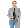 Geacă scurtă de piele damă albastru deschis Mauritius MWFeodora stil casual contemporary