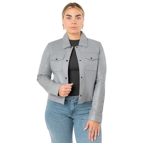 Geacă scurtă de piele damă albastru deschis Mauritius MWFeodora stil casual contemporary — fotografia 3