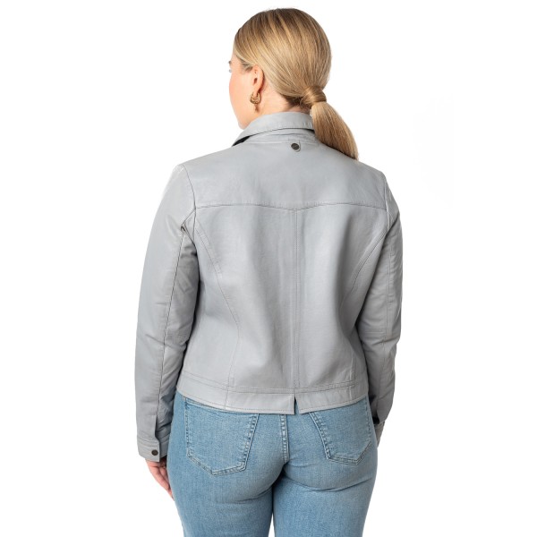 Geacă scurtă de piele damă albastru deschis Mauritius MWFeodora stil casual contemporary — fotografia 4