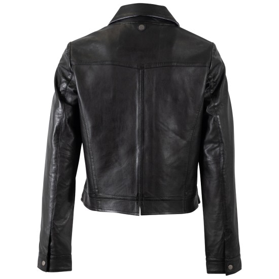 Geaca Scurta de Piele Dama Mauritius Neagra MWFeodora