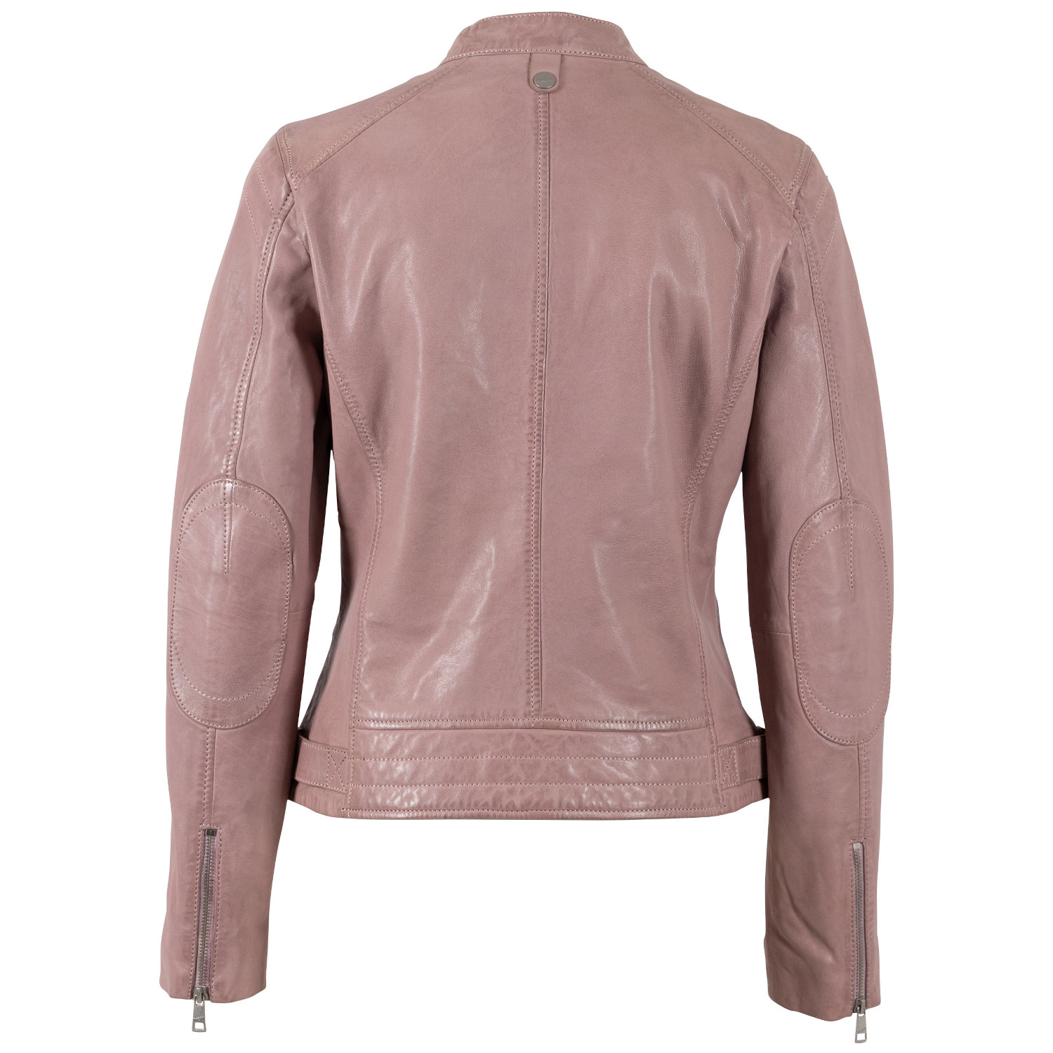 Geacă Piele Damă Mauritius MWFiete Roz Prafuit – Biker cu Guler Stand-Up geaca piele dama mauritius roz prafuit mwfiete fermoar stand up