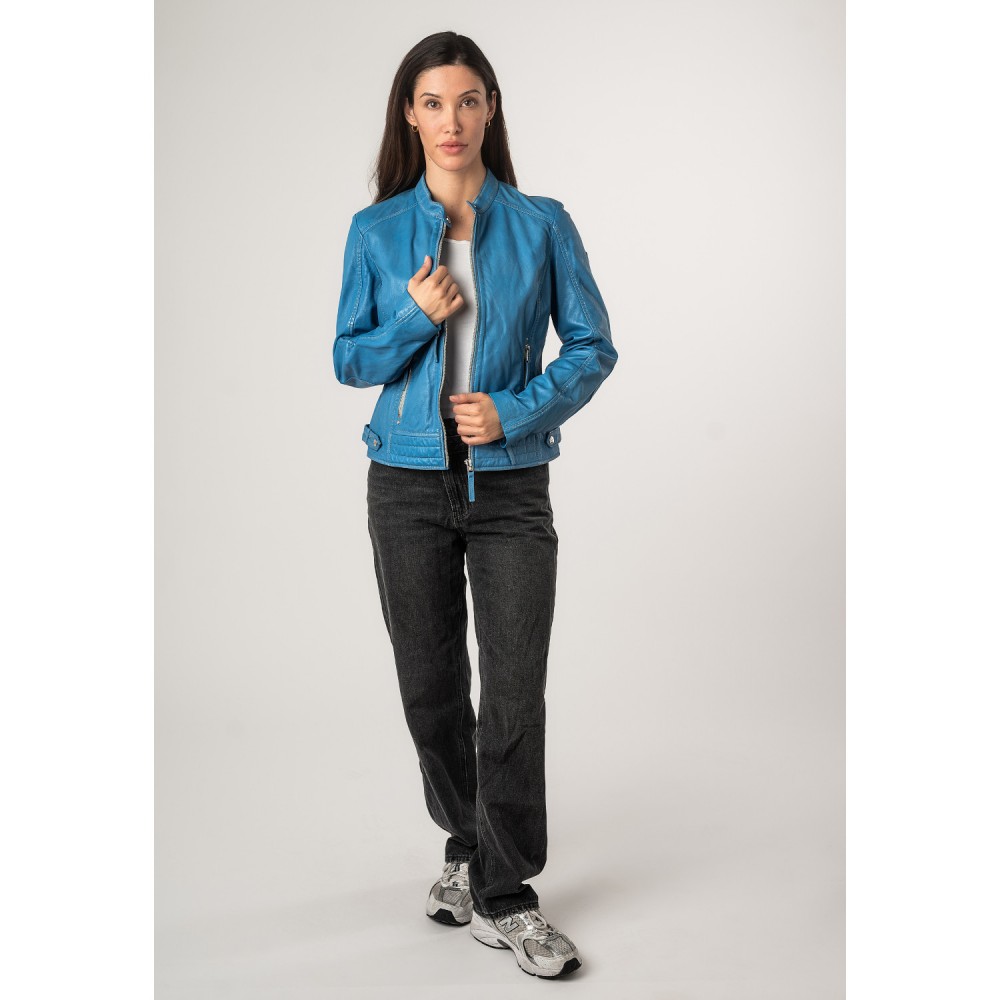 Geaca de Piele Dama Mauritius Albastra MWFilla - readytowear